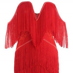 Red Fringe Bandage Dress